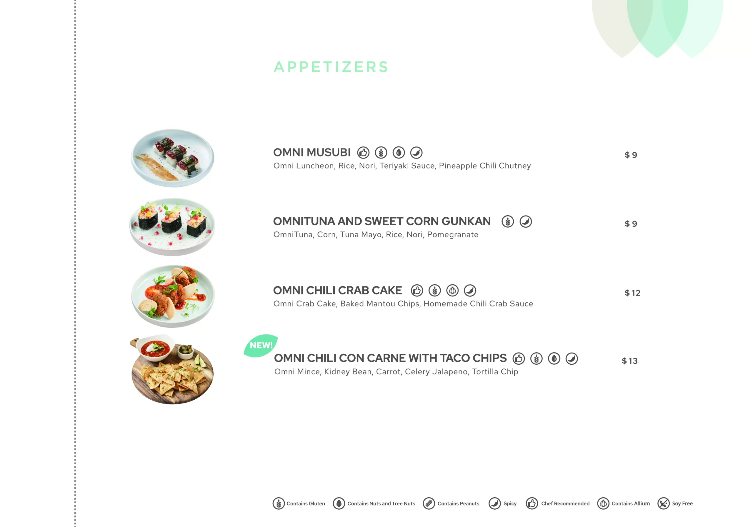 Green Common appetizers menu