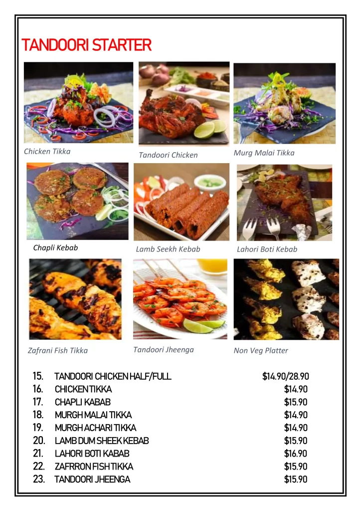 Delhi 6 Singapore chicken, veg platter, zafrani fish tikka Menu & Price List 2022