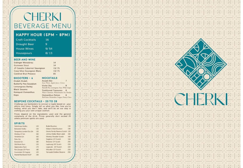 Cherki Beverage menu