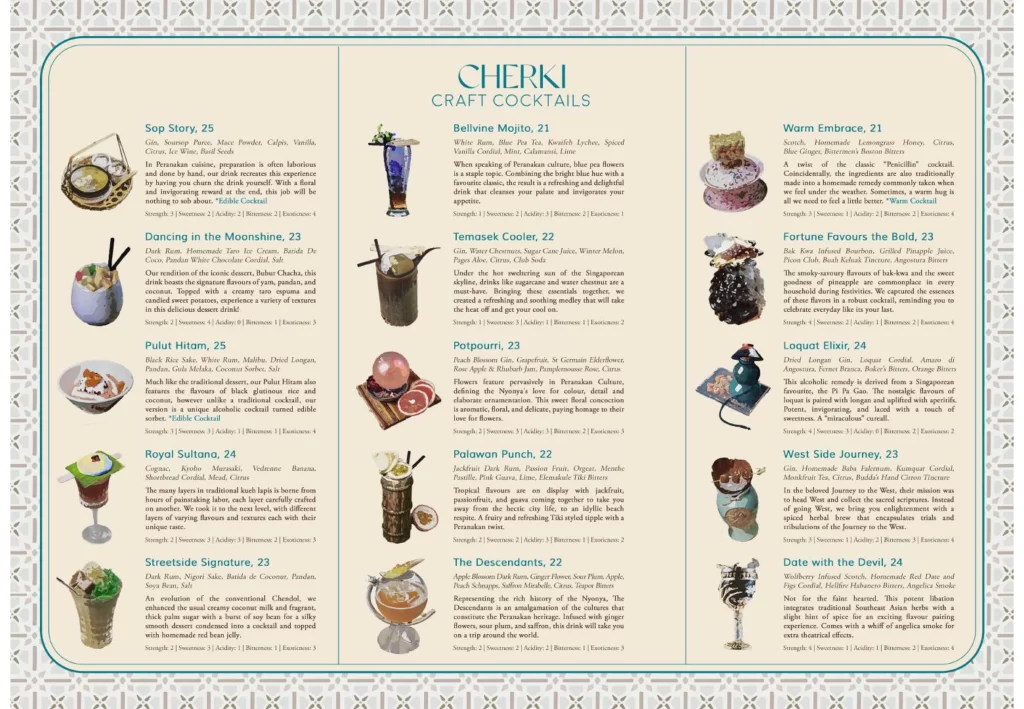 Cherki drinks menu