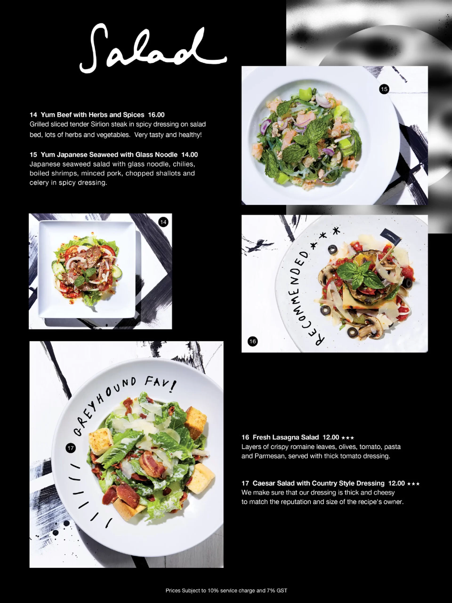 Greyhound Café Singapore salad, noodle, Menu & Price List  2022