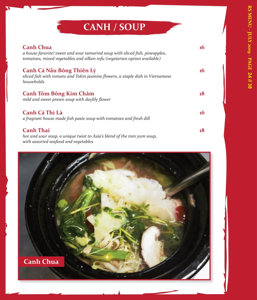 red sparrow soup menu