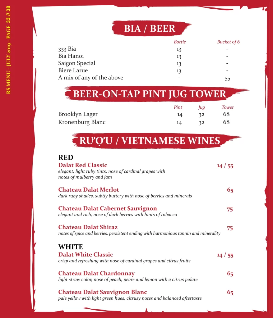 red sparrow beer menu