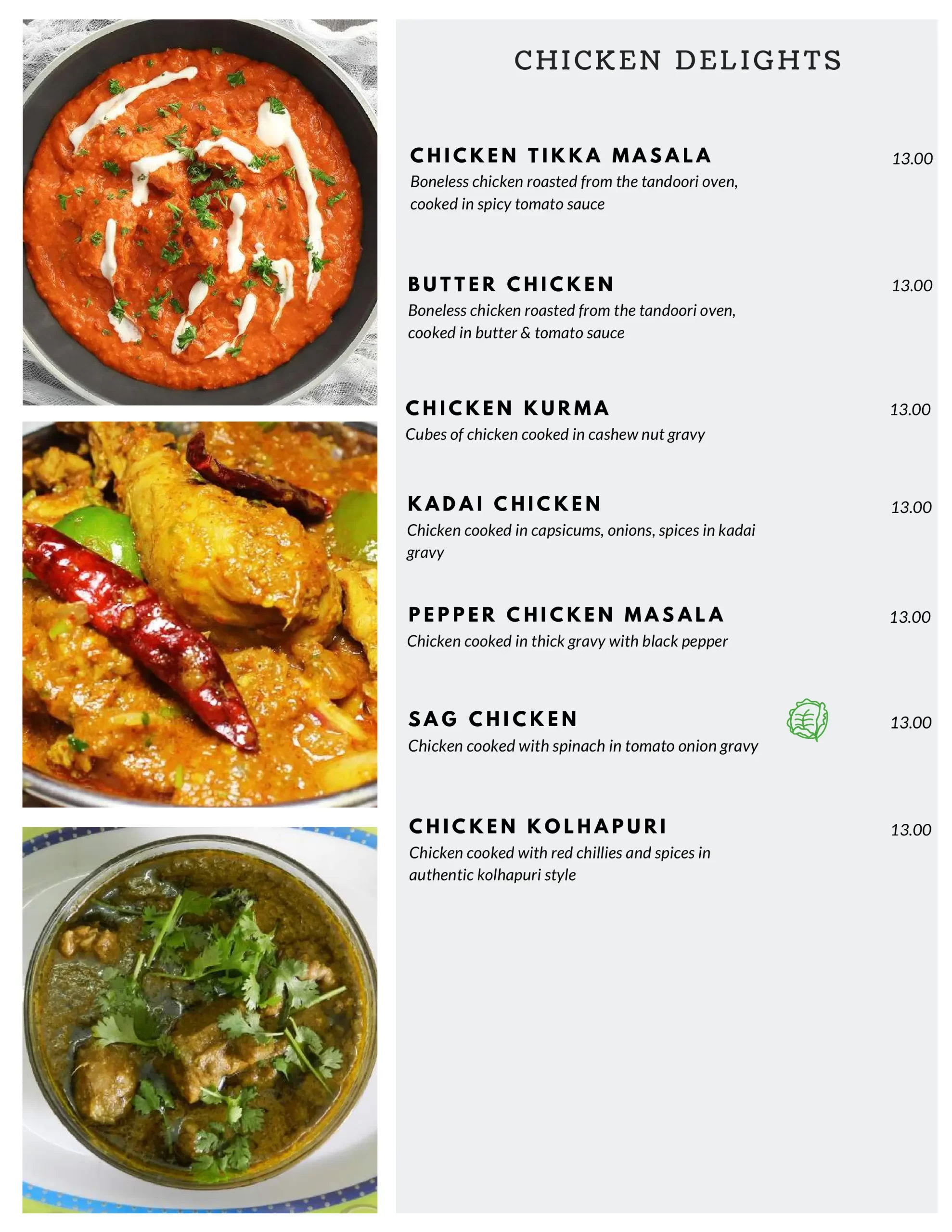Phoenix Indian Restaurant with chicken kurma & butter Menu Singapore 2022