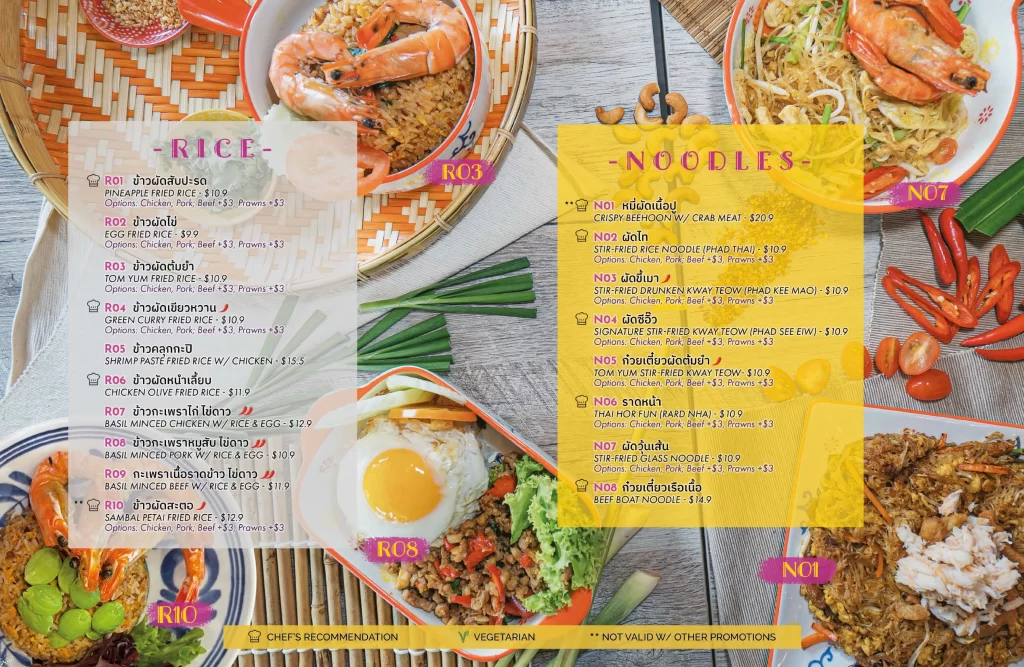 Thai’D Me Up Singapore rice, noodles Menu & Price List 2022