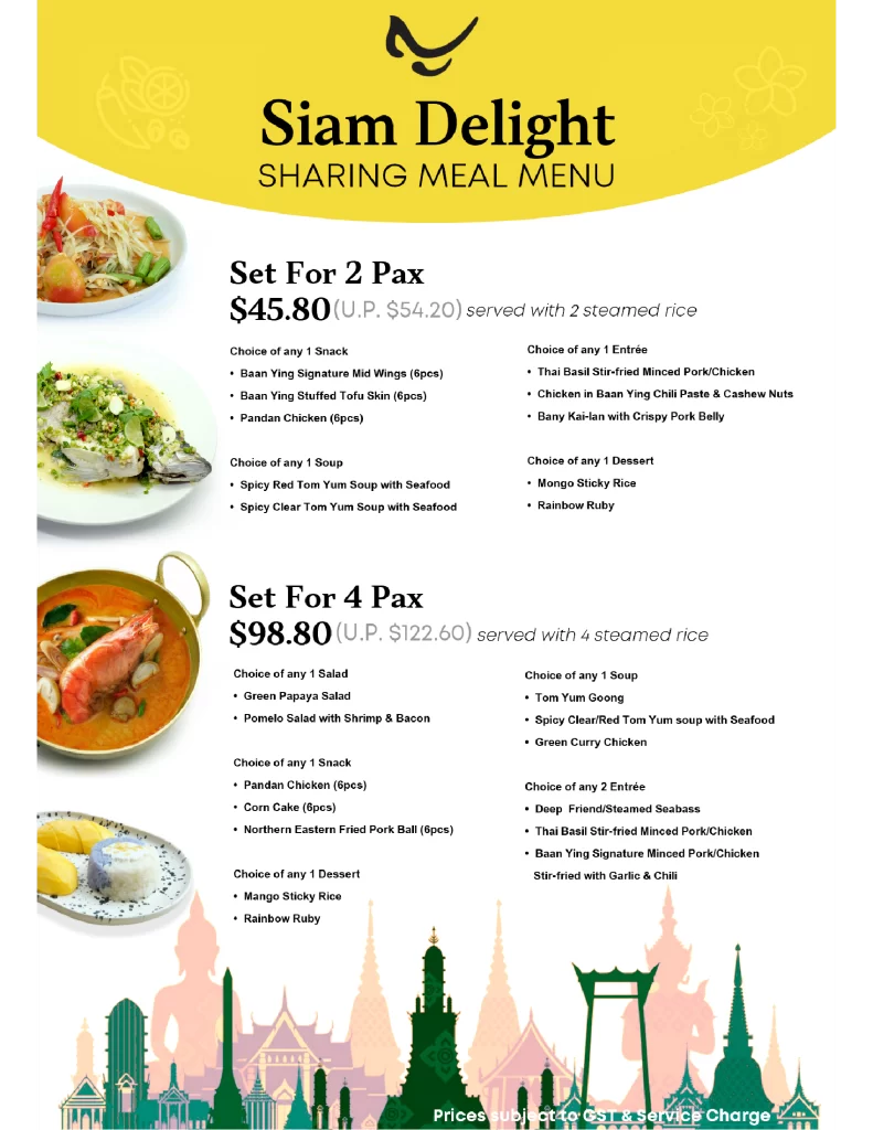 baan ying sharing meal menu