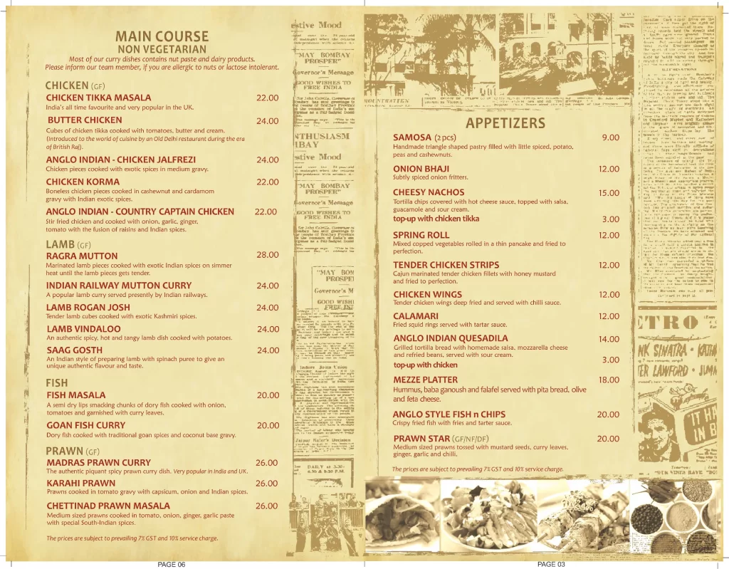 anglo main course menu