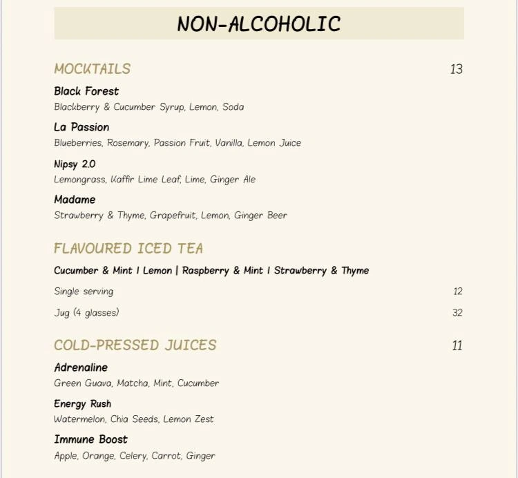Non Alcoholic drinks 