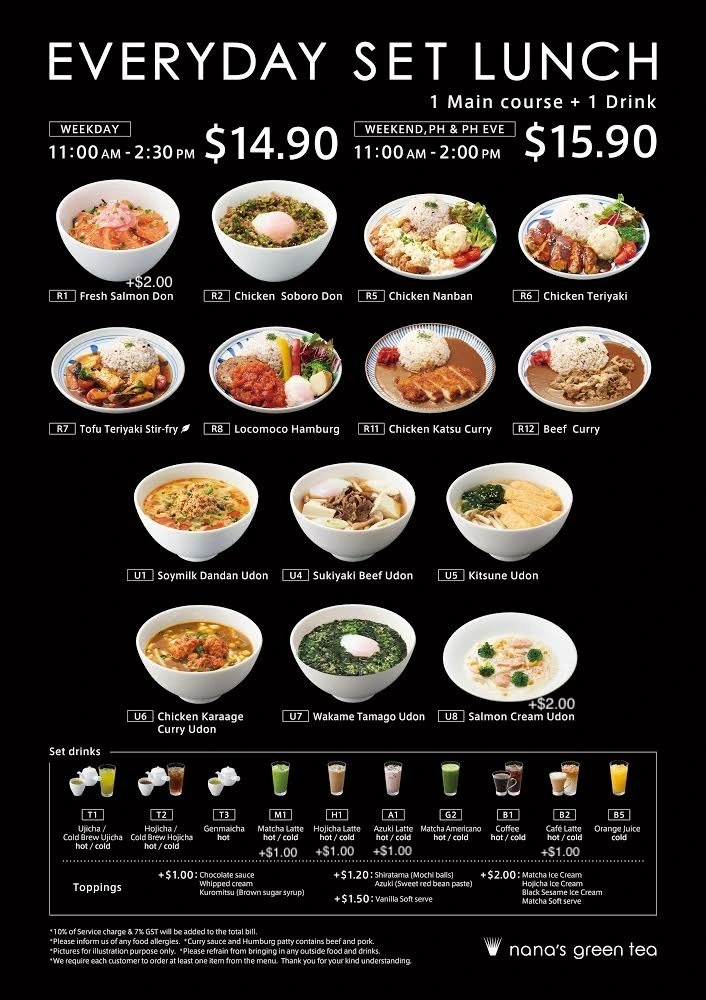 Nana's Set Lunch Prices