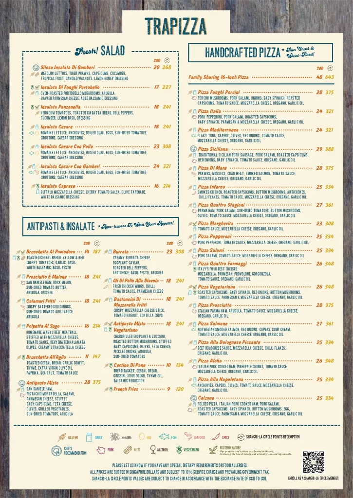 trapizza menu