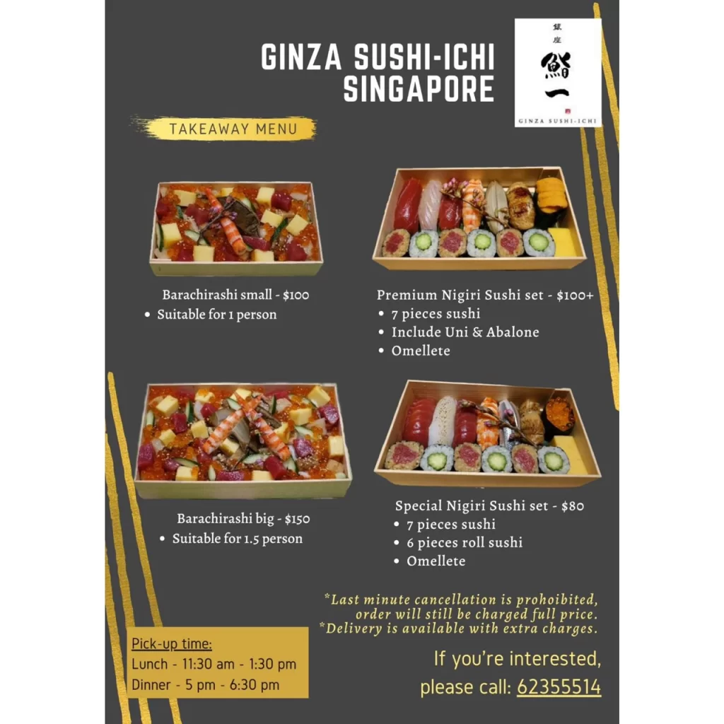 ginza sushi-ichi takeaway menu