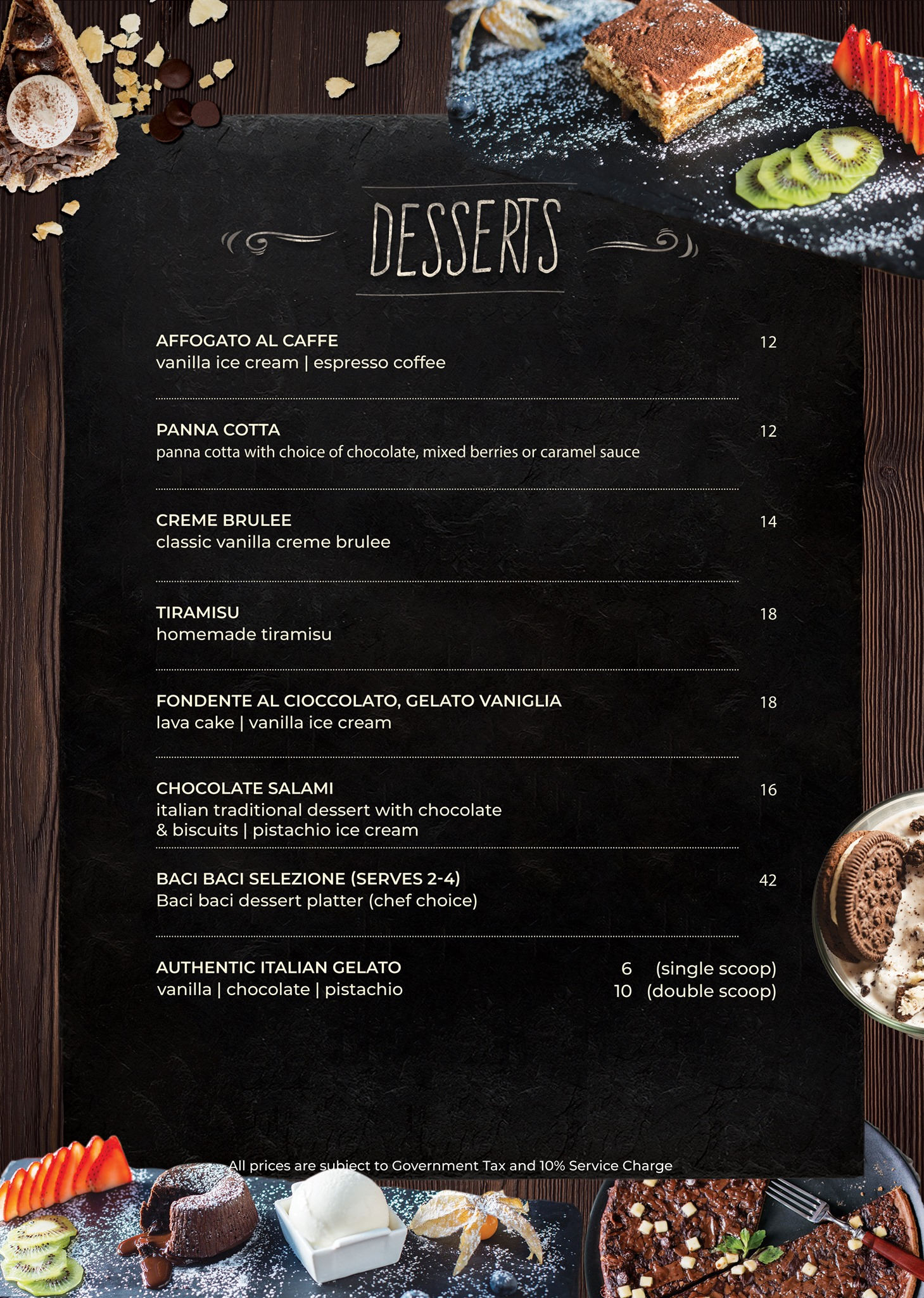 desserts menu