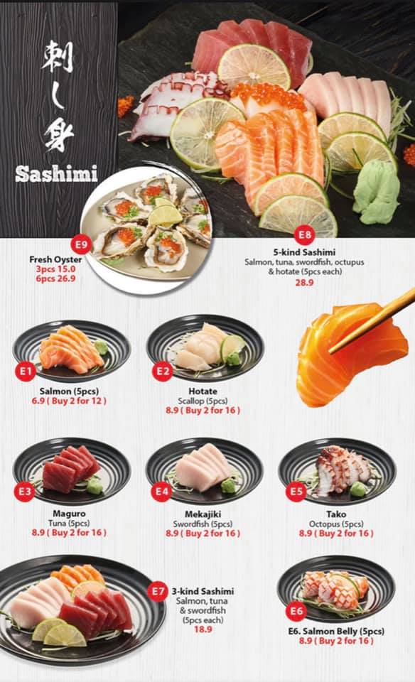 Kazoku Japanese Cuisine sashimi Menu