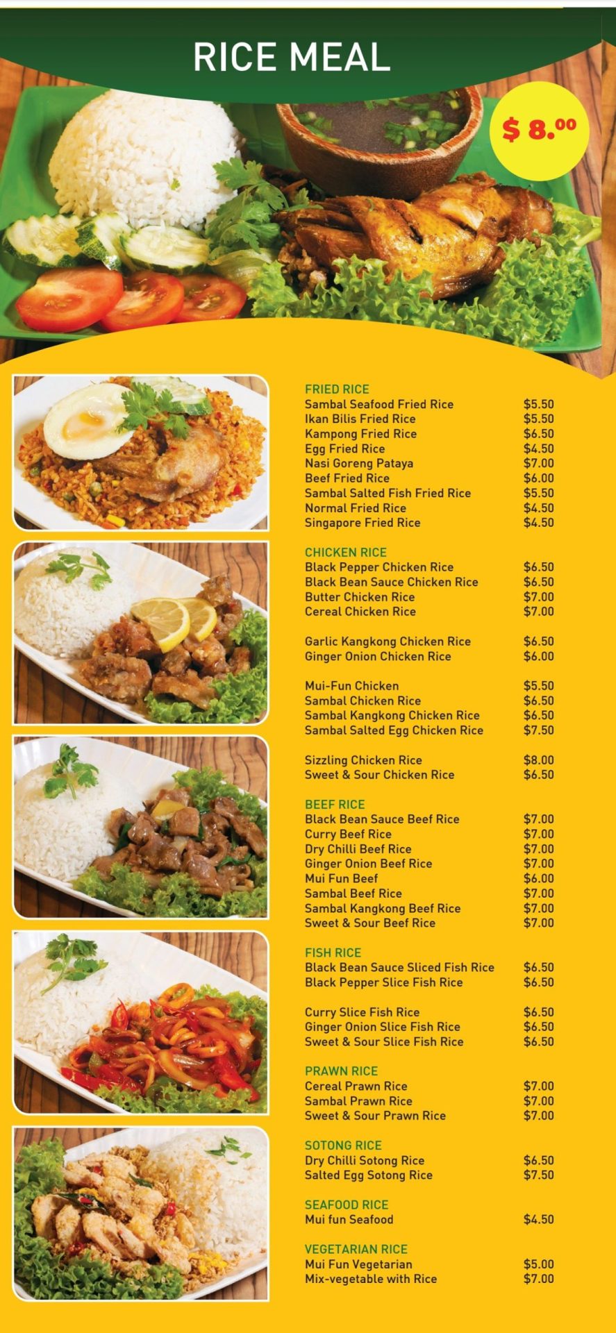 Lucky cafe rice menu