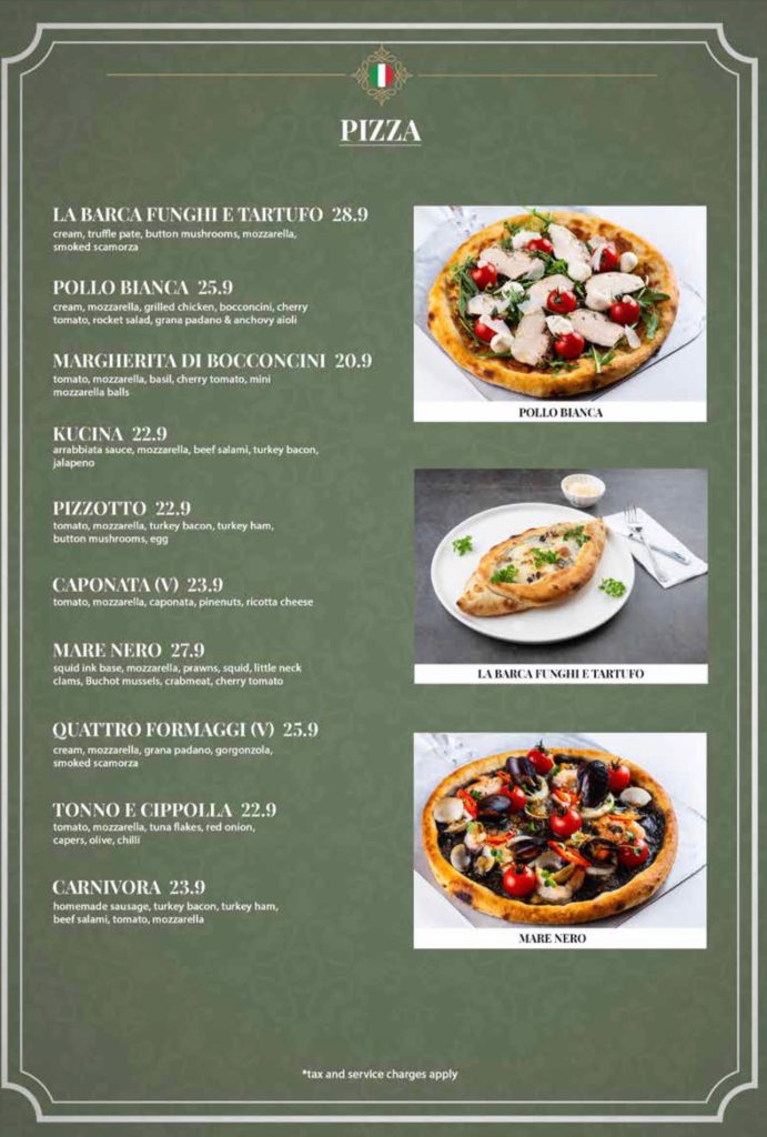 Kucina Italian restaurant pizza menu