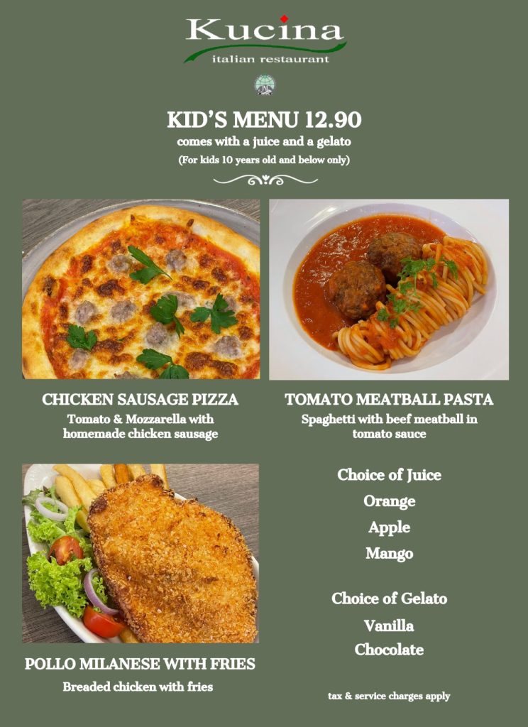 kucina italian kids menu