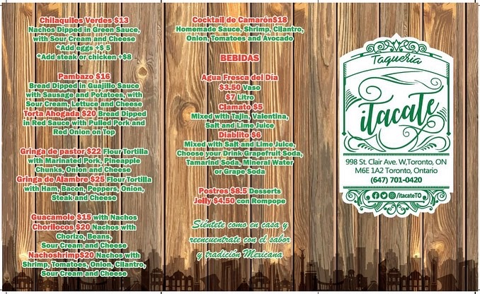 Itacate Singapore menu