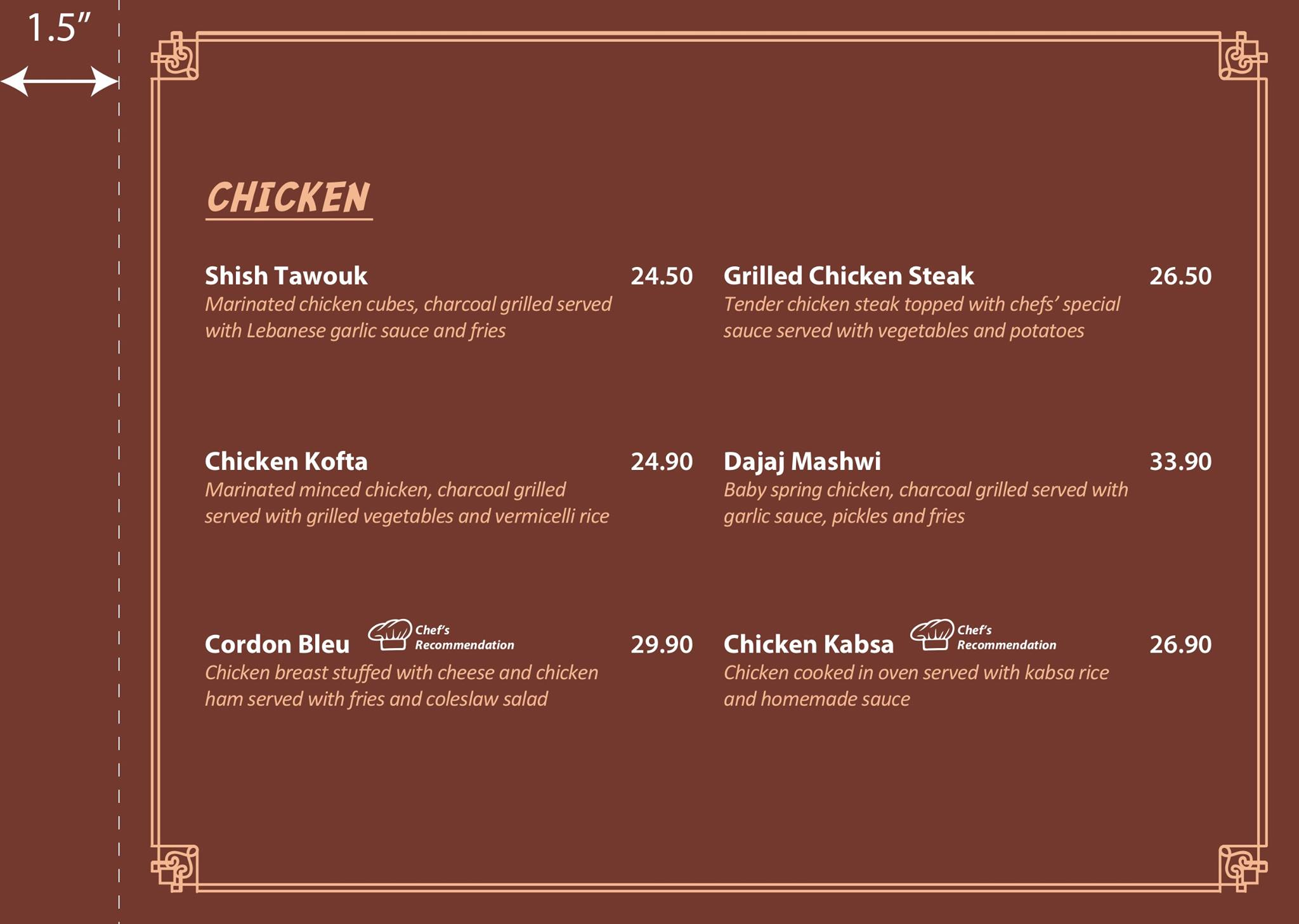 Byblos Grill grilled chicken Menu