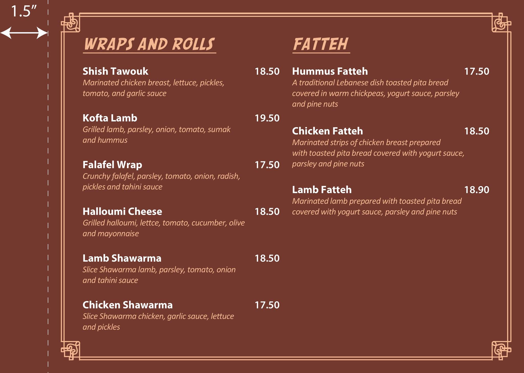 Byblos Grill fatteh Menu