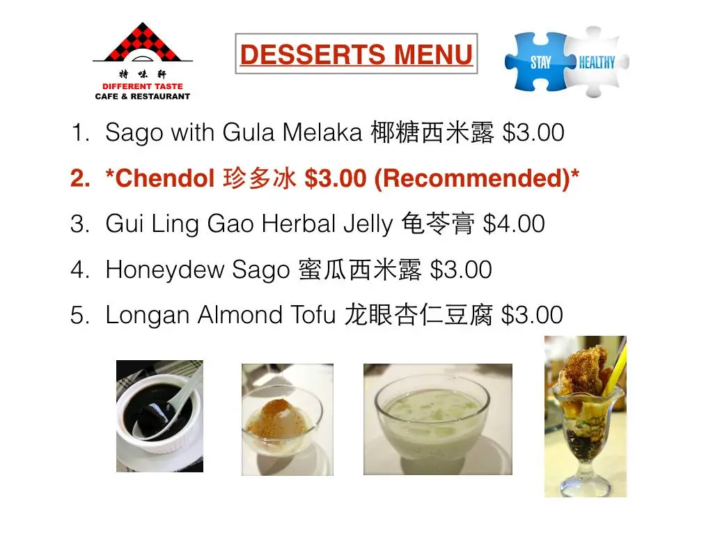 Different Taste Cafe menu