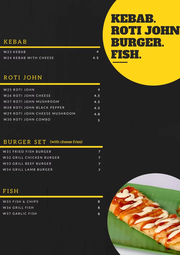 Al Amaan Kebab, rotijohn, fish, burger menu