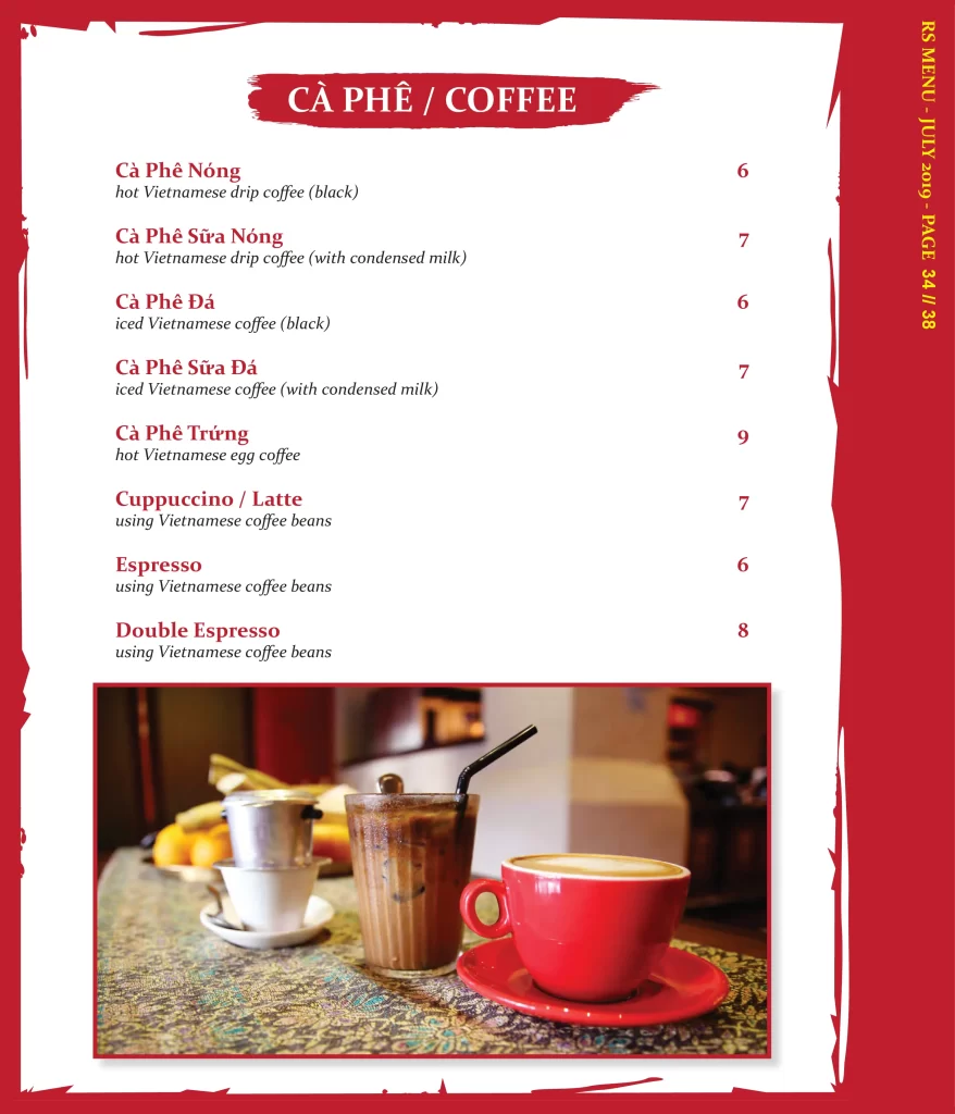 coffee menu