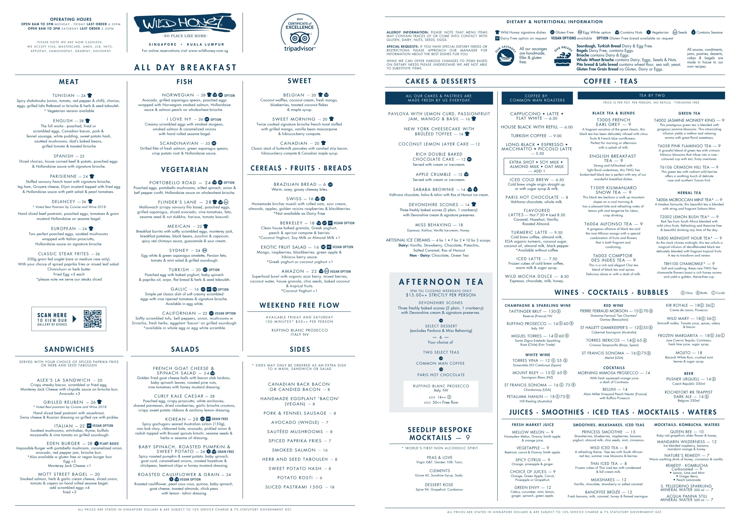 Wild Honey menu