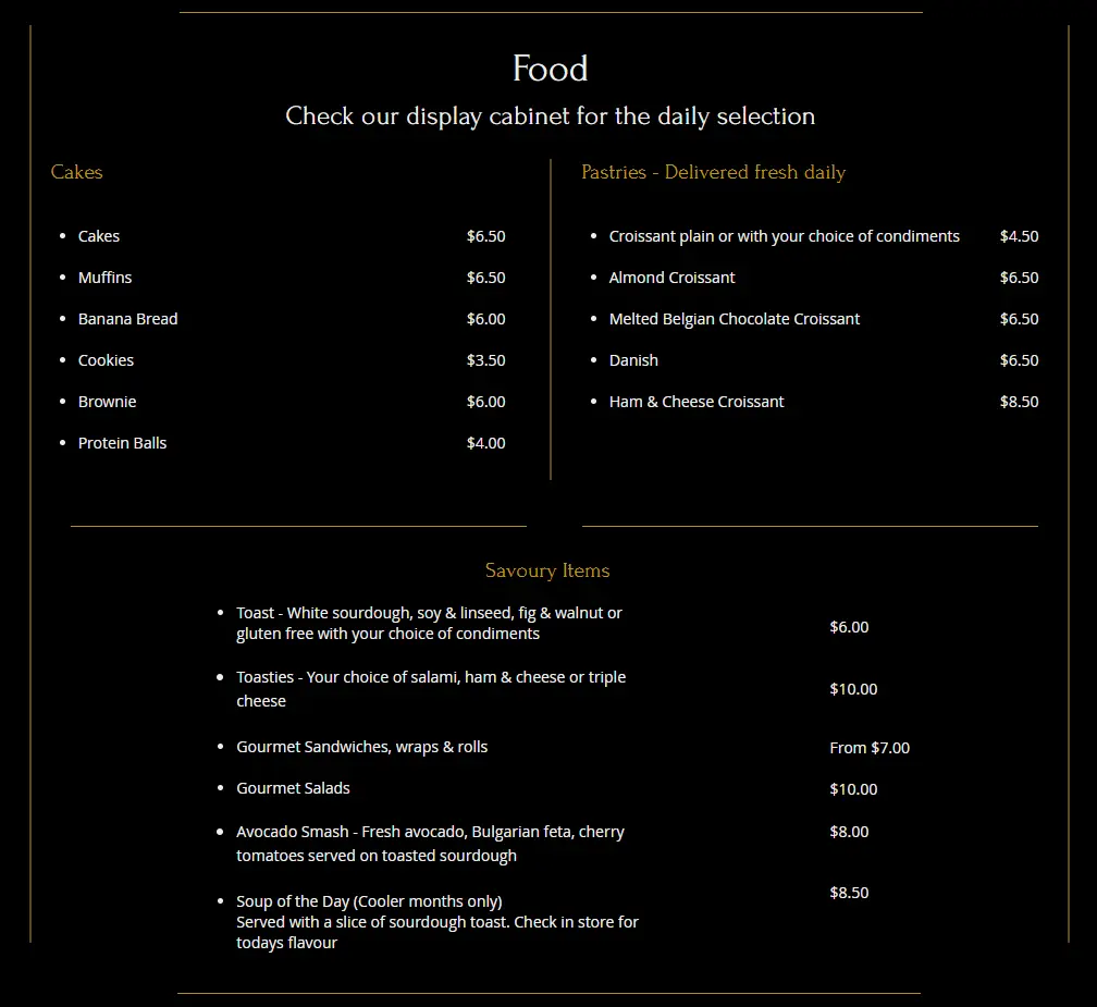 Tea Apothecary food & Savoury Menu