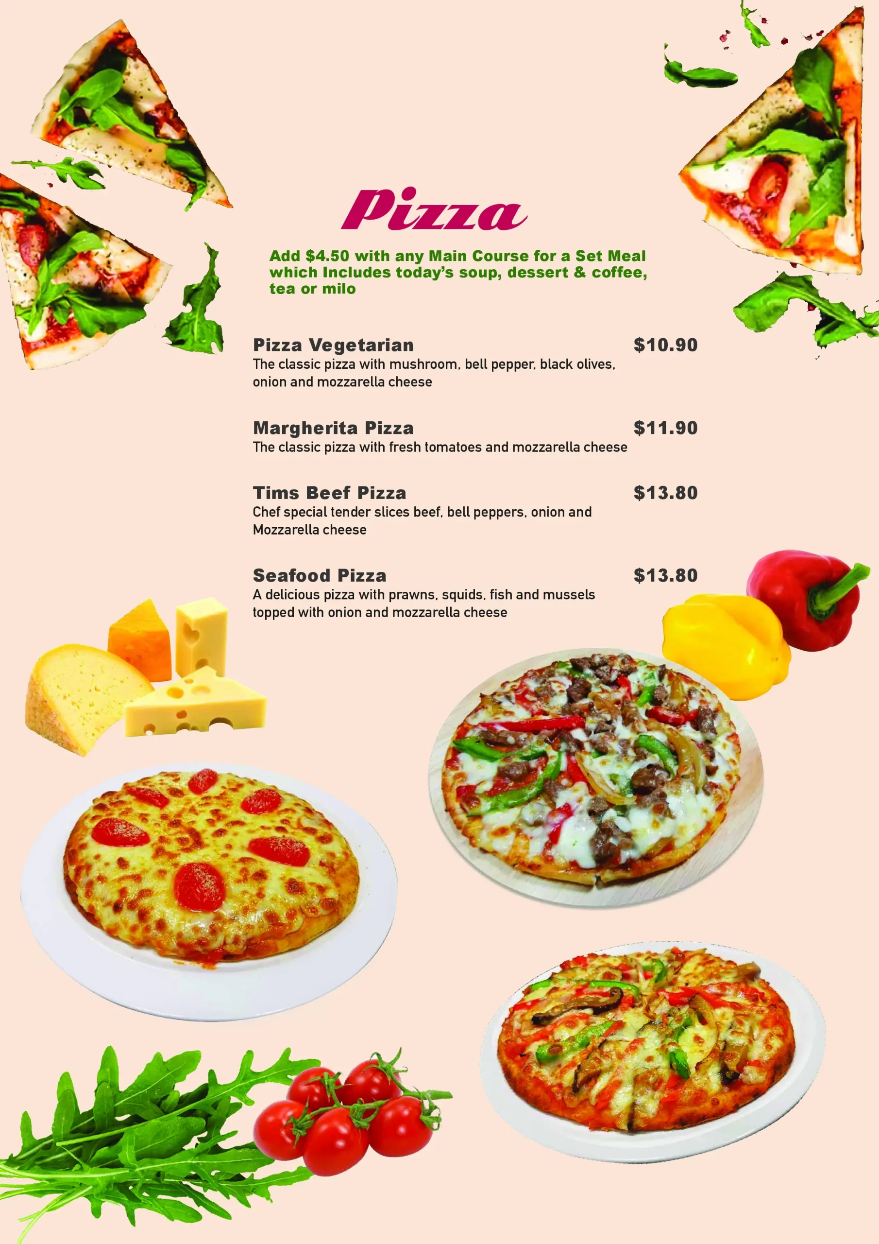 Tim’s Restaurant Singapore pizza, Menu & Price List 2022