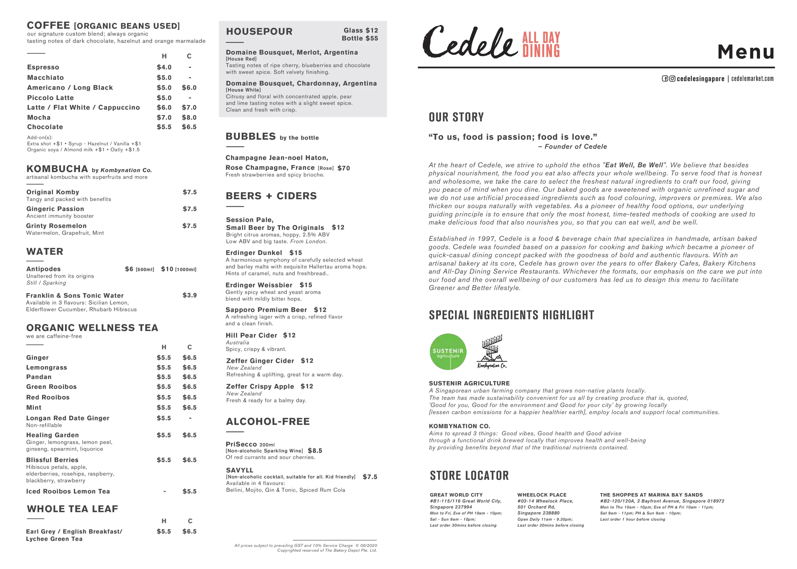 Cedele Bakery Cafe Beverages