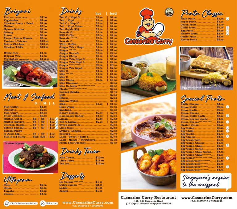 Casuarina Curry Singapore Menu Updated Apr 2024