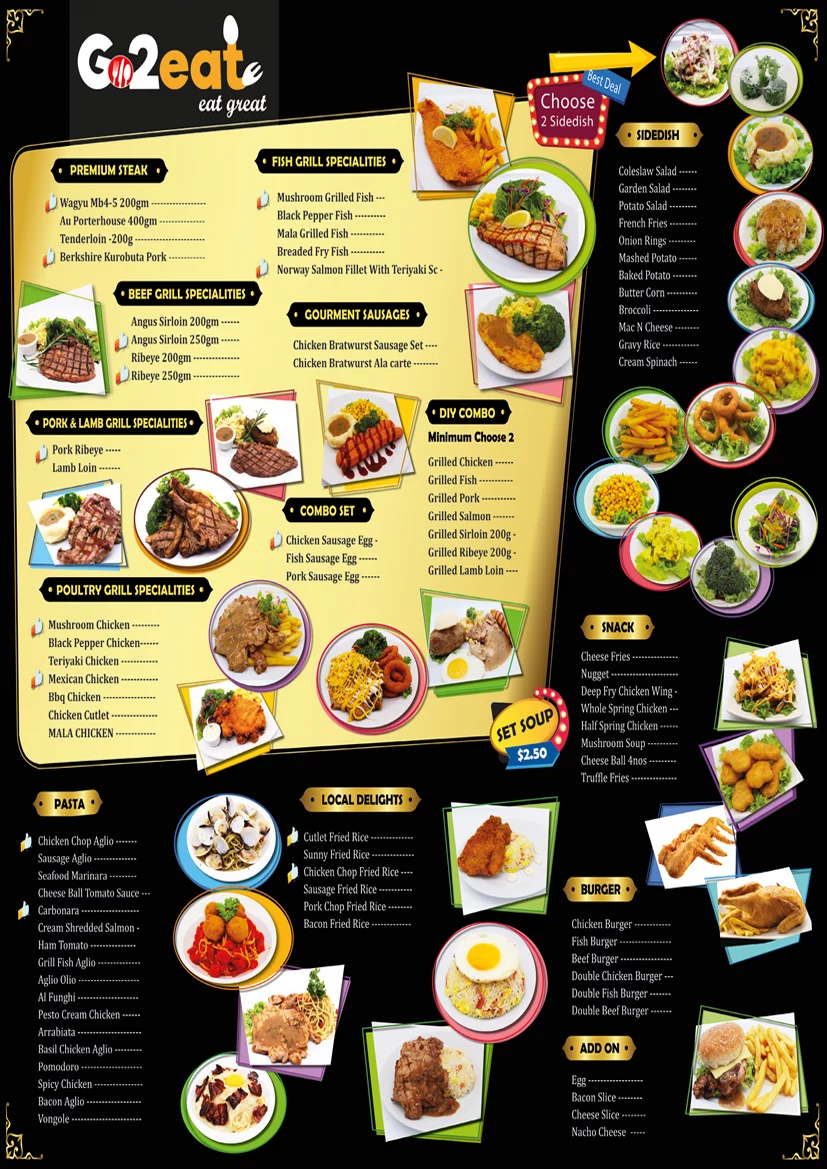 Go2Eat Singapore Menu 2022