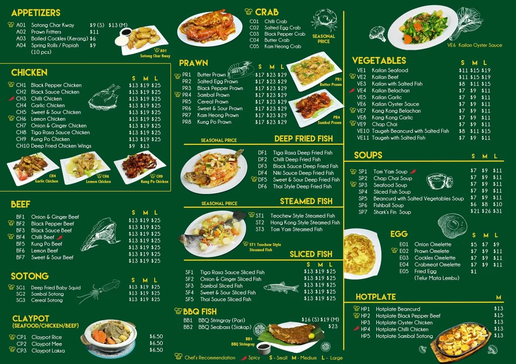 Habibie seafood main menu