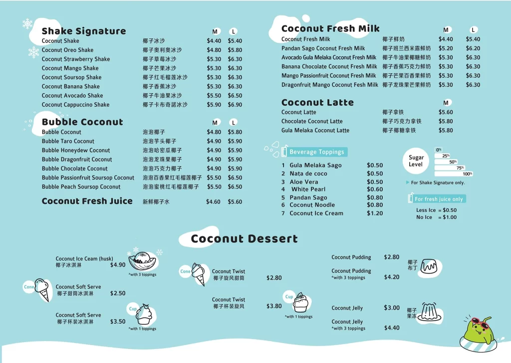 mr coconut singapore menu