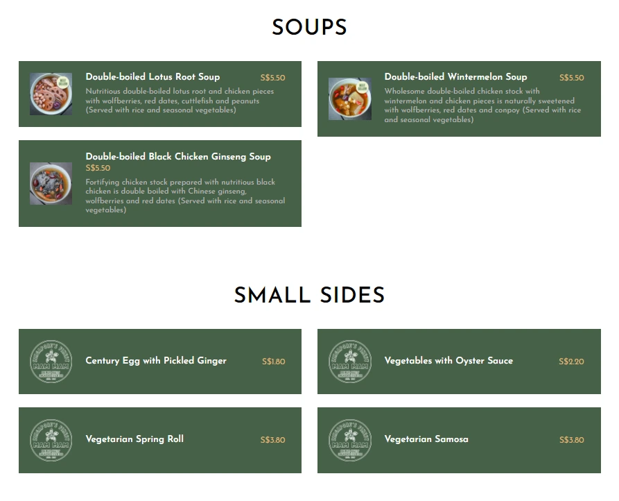 Soup & Sides menu