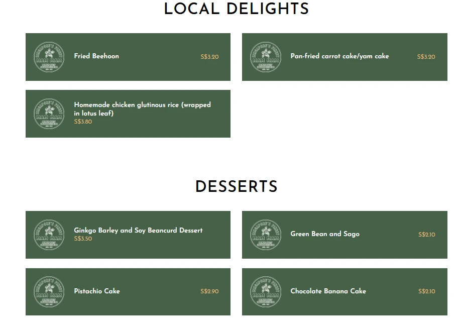 Mam Mam Local delights & desserts menu