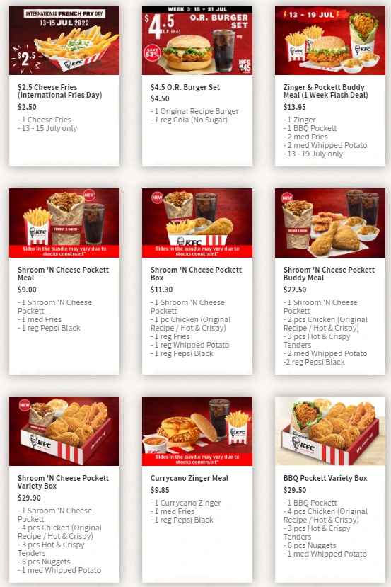 Hot deals at KFC Singapore