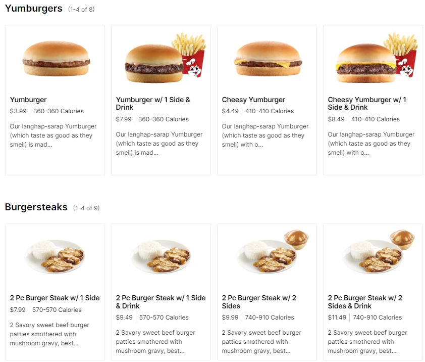 jollibee menu - yum burgers & Burger steaks