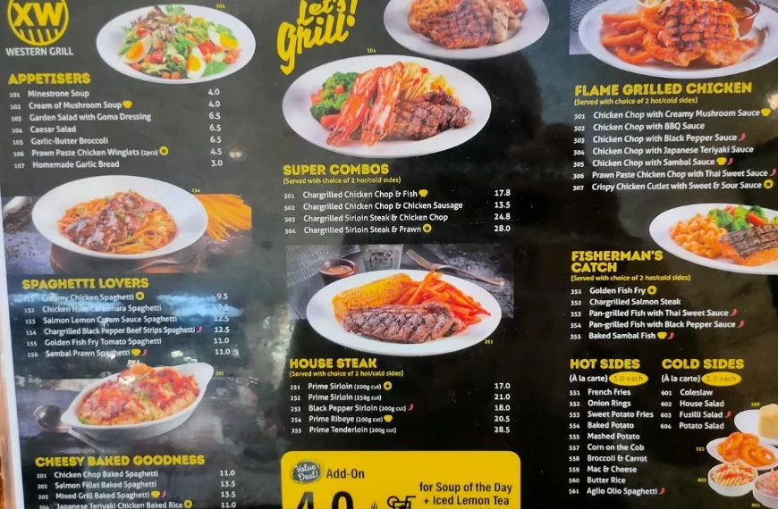 XW Western Grill Menu
