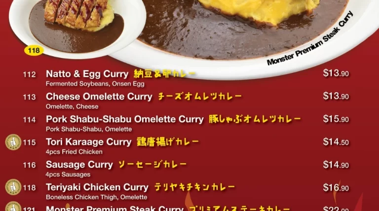 Monster Curry Singapore Menu Prices Updated 2023