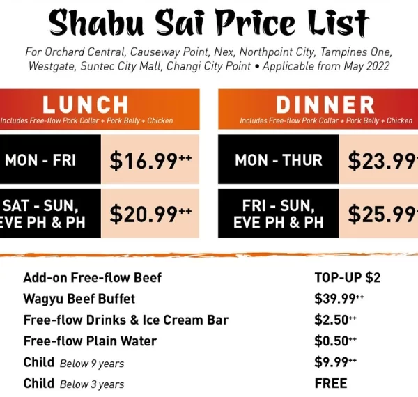 Shabu Sai Menu