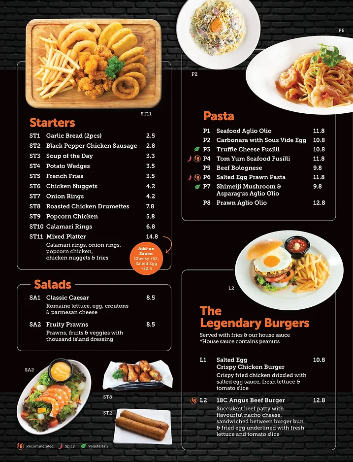 18 chefs menu