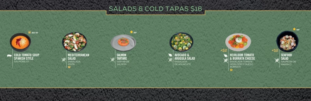 tapas Club Salad & Cold Tapas Menu