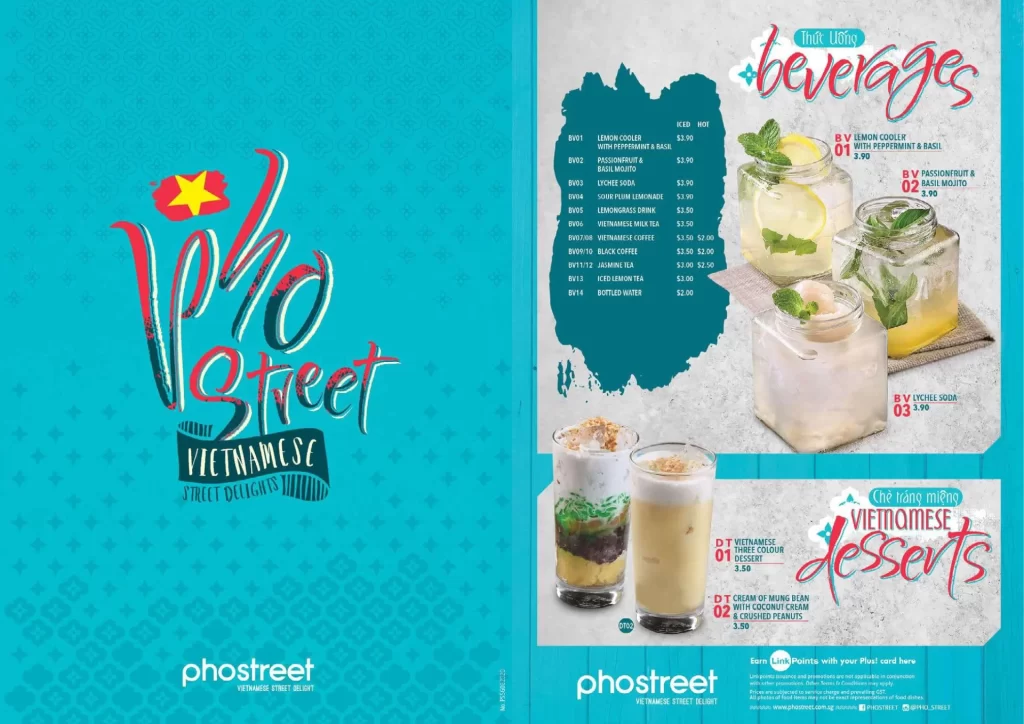 Pho Street Beverages & Desserts menu