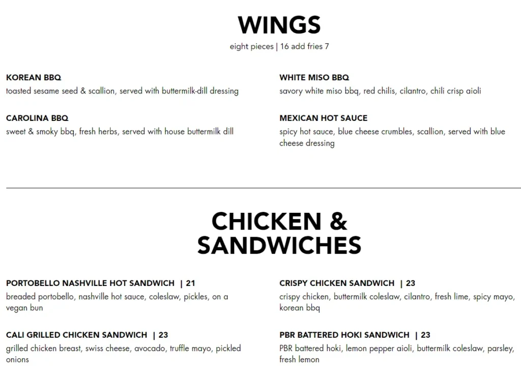 BLACK TAP SINGAPORE WINGS & CHICKEN SANDWICES PRICES