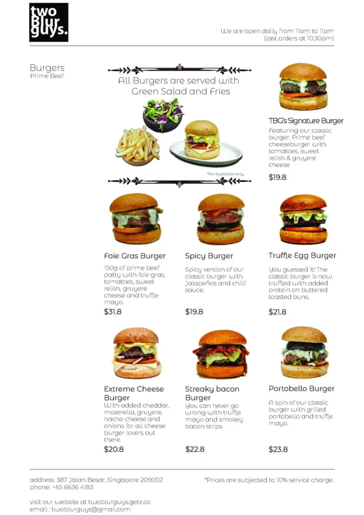 two blur guys burgers menu