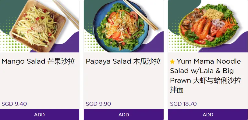 Thai Tai salad prices